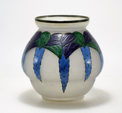 Image for Lot Leune - Enameled Frosted Glass Vase, 1930