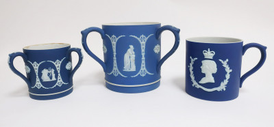 Image for Lot 3 Loving Cups, Wedgwood Dark Blue Jasper Dip