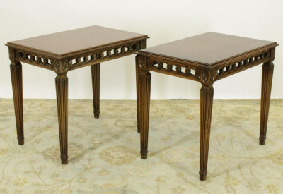 Image for Lot Pair Mahogany Neoclassical Style End Tables
