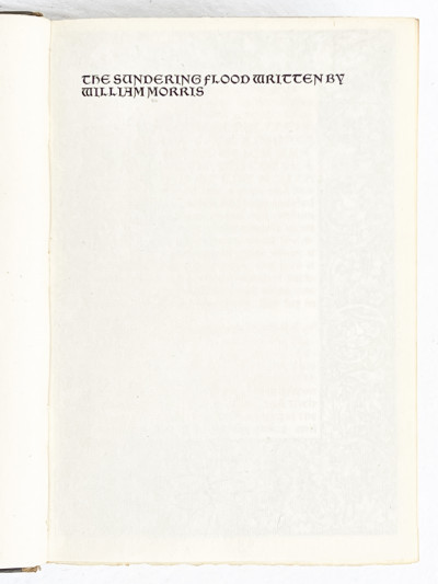 William Morris, The Sundering Flood, Kelmscott Press