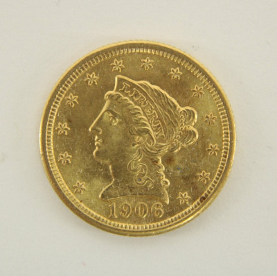 1906 2 1/2 Dollar Liberty Gold Coin