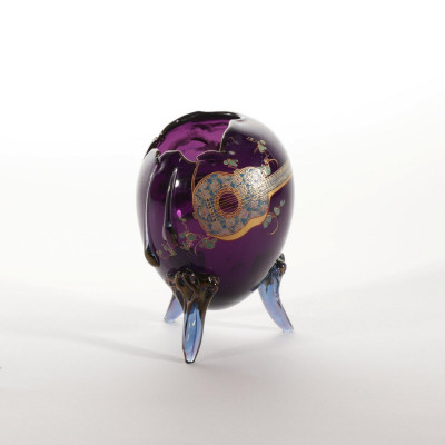 Image for Lot Auguste Jean - Enameled Purple Glass Vase