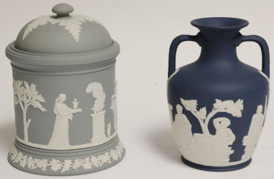 Image for Lot Wedgwood Dark Blue Portland Vase & Tobacco Jar