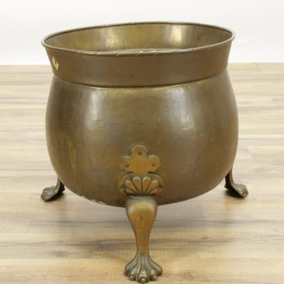 Image for Lot Large Brass 3-legged Urn