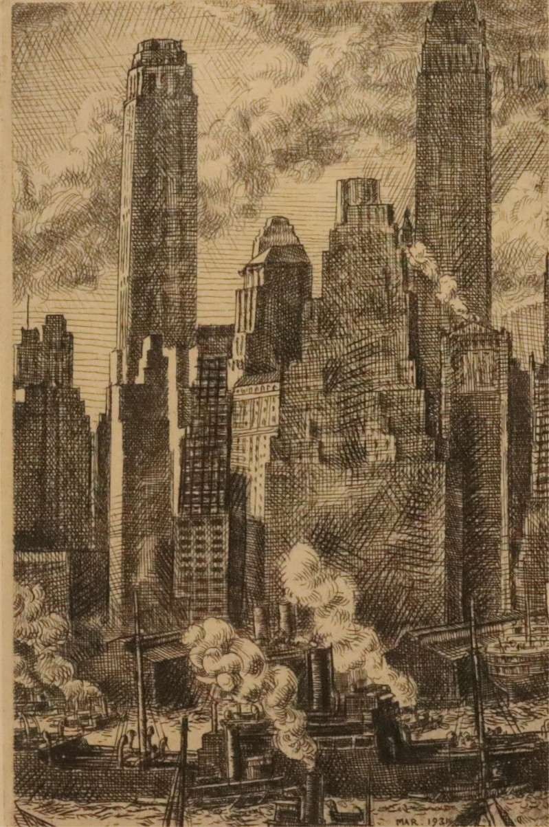 William C McNulty Manhattan drypoint etching