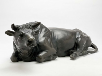 Image for Lot Japanese Bronze Figure of a Seated Bull