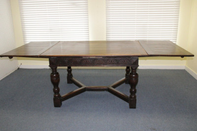 Image for Lot Jacobean Style English Oak Draw Leaf Table
