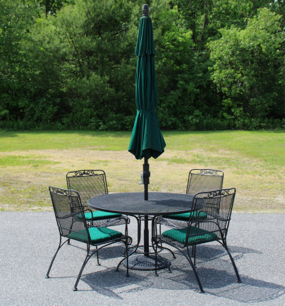 Title Woodard Style Outdoor Dining Table and Chairs / Artist