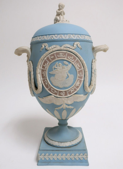 Image for Lot Wedgwood Tricolor Jasperware Zodiac Vase