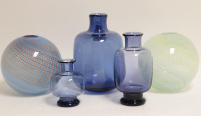 Image for Lot Pr Carlo Scarpa Glass & 3 Danish Holmegaard Vases
