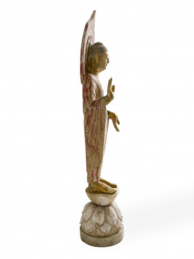 Chinese Painted Stone Figure of Standing Buddha