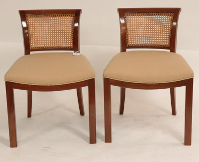 Image for Lot Pr Art Deco Mahogany Caned Side Chairs, circa 1935
