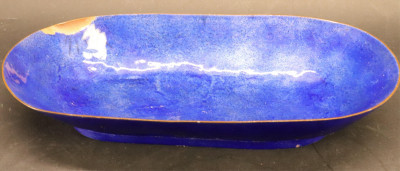 Image for Lot Paolo De Poli,  Blue Enameled Copper Oval Bowl