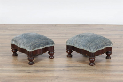 Image for Lot Pair Victorian Mahogany Footstools, 19th C.