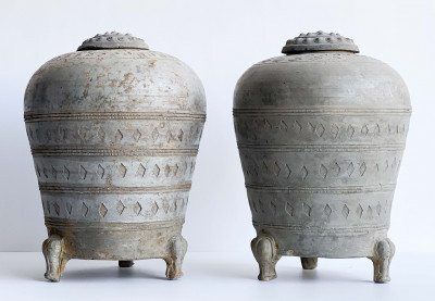 Title Two Chinese Grey Pottery Granaries / Artist