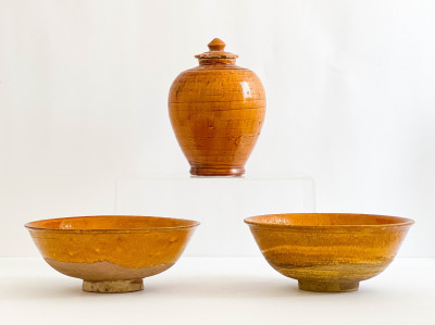 Title Three Chinese Amber Glazed Ceramic Vessels / Artist