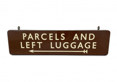 Parcels and Left Luggage Enameled Metal  Sign