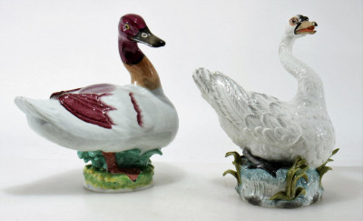 Image for Lot Dresden Porcelain Swan & Ceramic Duck
