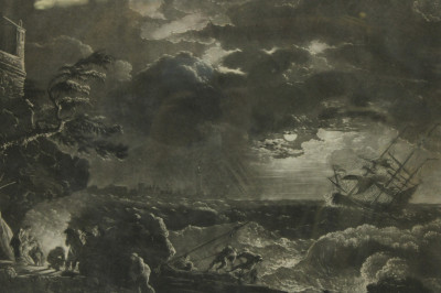 Image 2 of lot 2 18th C Prints; MoonLight  Ship Wreck Sayer