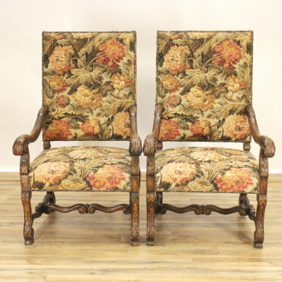 Image for Lot Pair of Regence Style Walnut Finish Fauteuil