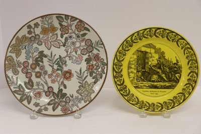 2 Plates: LL&T Yellow Transfer & Chinese Floral