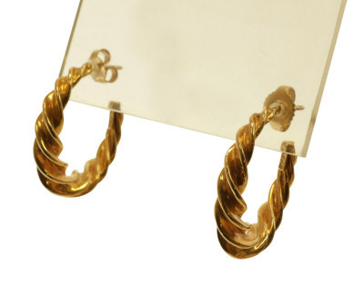 Pair of 14K Yellow Gold Rope Twist Earrings