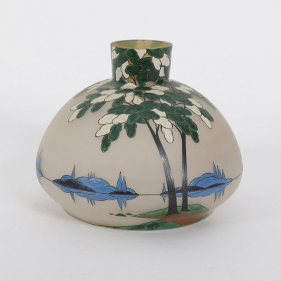 Image for Lot Leune - Enameled Frosted Glass Vase, 1930