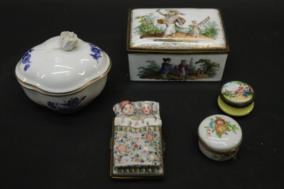 Image for Lot 5 Porcelain Boxes; Bilston  Battersea Ginori