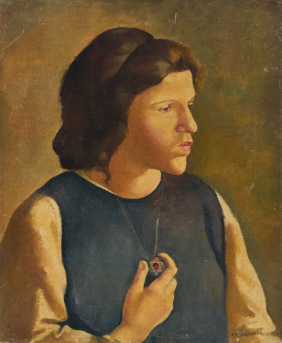 Clara Klinghoffer - Portrait of a Woman with Star of David Pendant