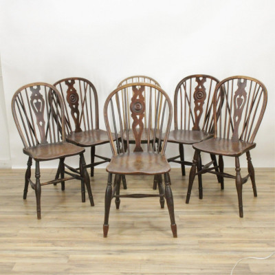 Title Matched Set of 6 Windsor Ash Side Chairs, 19th C. / Artist