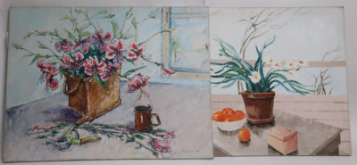 Image for Lot Pair Floral Still Lifes by Anjum, O/C
