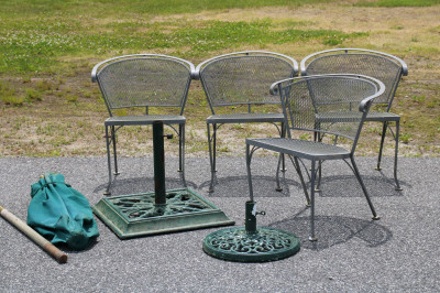Title 4 Woodard Style Dining Chairs Umbrella / Artist