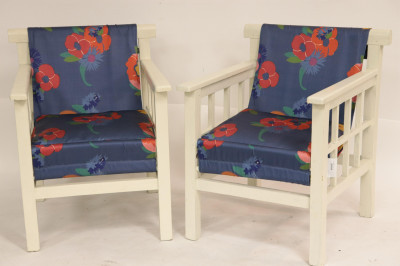 Image for Lot Pair Art Deco White Painted Armchairs, circa 1930