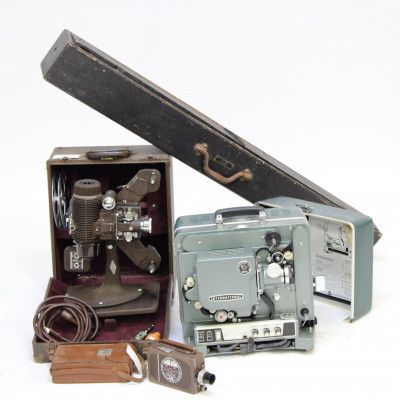 Image for Lot 2 Movie Cameras, Projector, Screen; Filmo Bell Howell