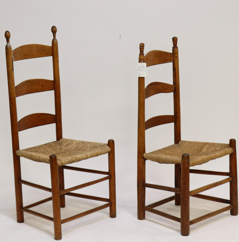 Image 2 of lot 2 Maple Ladderback Chairs, New England, 18/19 C.