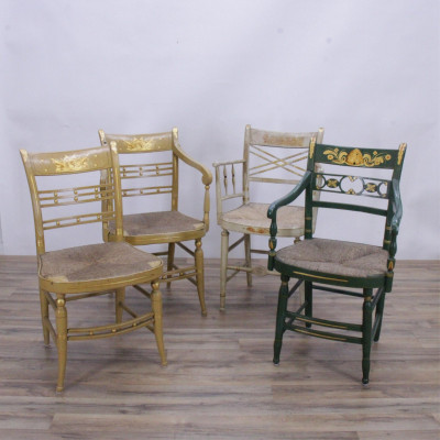 Image for Lot 3 Matched Painted Hitchcock Style Chairs