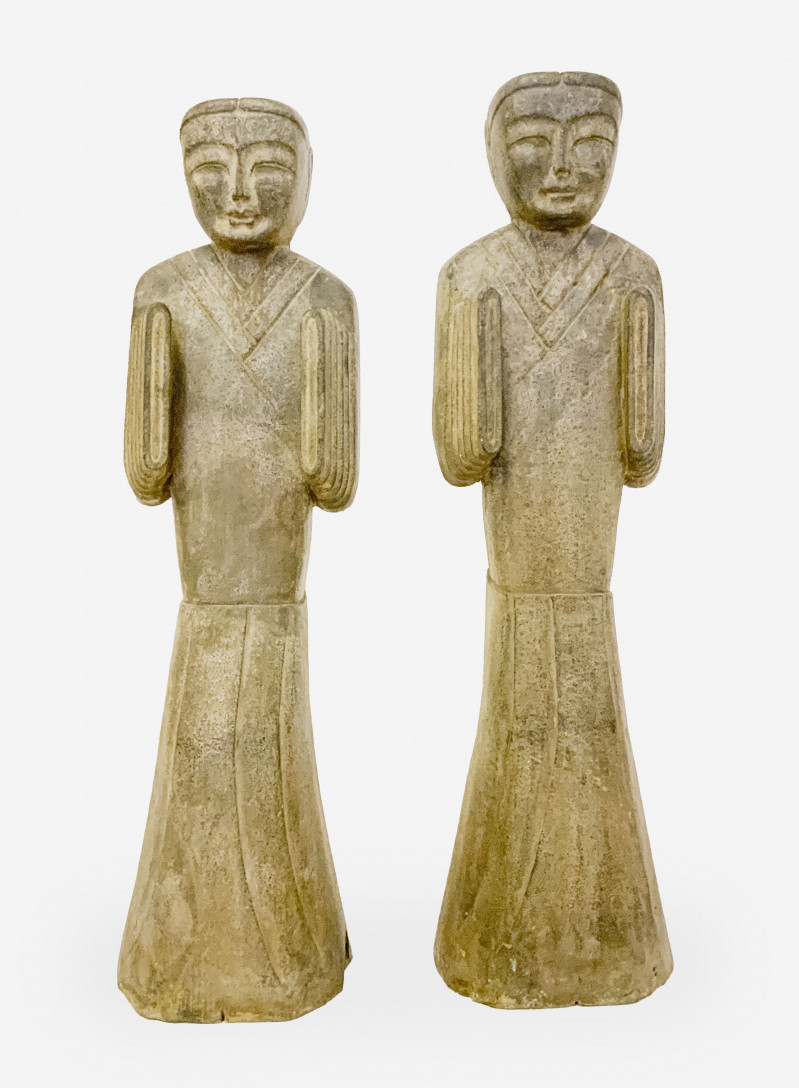 Two Large Chinese Stone Standing Figures