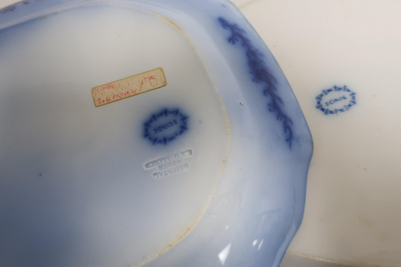 Image 6 of lot 2 Flow Blue &apos;Scinde&apos; Transferware Platters, 19th C