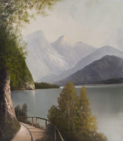 Image for Lot Karl Schmidbauer - Gray Mountains Over Lake
