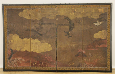 Image for Lot Antique Japanese 4Fold Screen