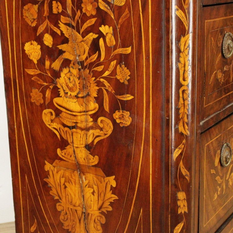 Image 3 of lot 19th C. Dutch Marquetry Tall Chest