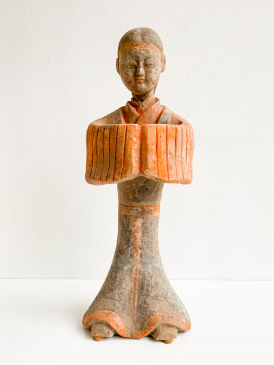 Image for Lot Chinese Painted Pottery Court Figure