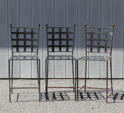Image for Lot Three Basketweave Metal Counter/Cafe Height Chairs