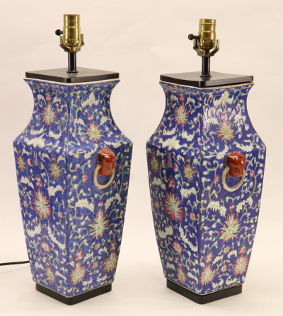 Title Pair of Asian Ceramic Vases as Table Lamps / Artist