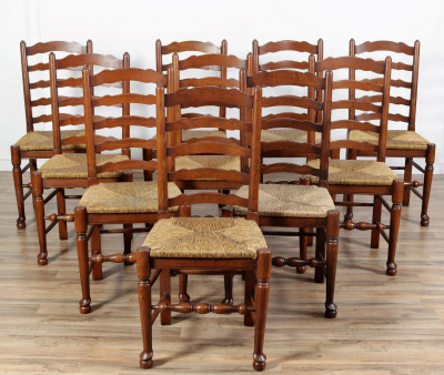 Image for Lot 10 Yorkshire Style Oak Dining Chairs