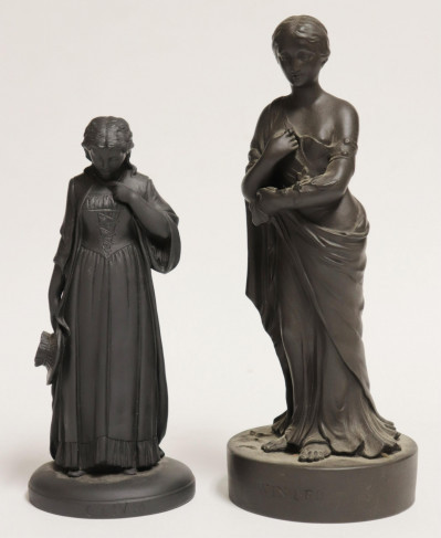 Image for Lot Wedgwood Black Basalt Figures, Olivia & Winter