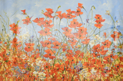 Title A. Flores -  Red Poppies in the Field / Artist