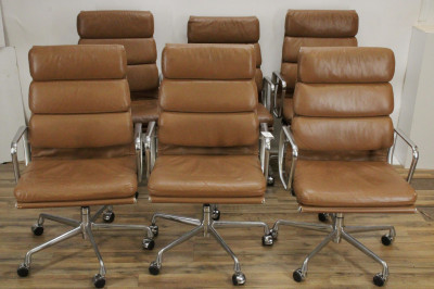 Image for Lot Set of 6 Eames Leather Executive Chairs