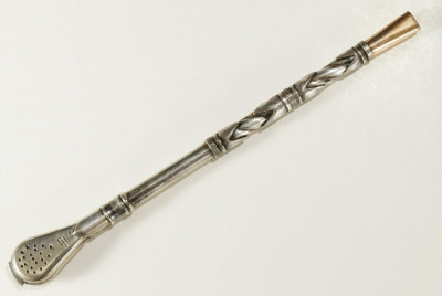Image for Lot Argentinean Silver and 18k Tea Straw