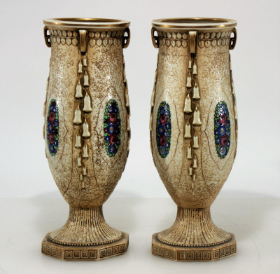 Image for Lot Pair of Ernst Wahliss - Secessionist Amphora Vases